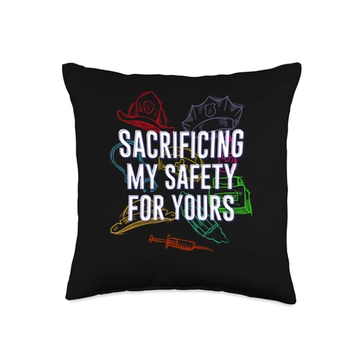 Frontline Worker Inspirational Medical Staff Sacrificing Safety for Yours Frontliner Motivational Quote Throw Pillow, 16x16, Multicolor
