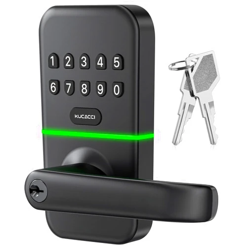KUCACCI Smart Door Handle Lock with Keypad: Kucacci Keyless Entry Door Lock - Fingerprint Smart Lock for Front Door - Electronic Door Lock with Digital Keypad - Exterior Code Door Lock - Easy Installation