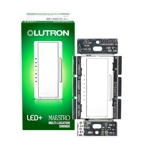 Lutron Maestro LED+ Dimmer Switch for Dimmable LED, Halogen and Incandescent Bulbs, 150W/Single-Pole or Multi-Location, MACL-153M-WH, White