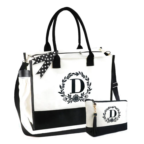 BeeGreen Personalized Birthday Gifts for Women Canvas/Jute Tote Bag w Zipper & Adjustable Strap & Inner & Side Pouch for Mom