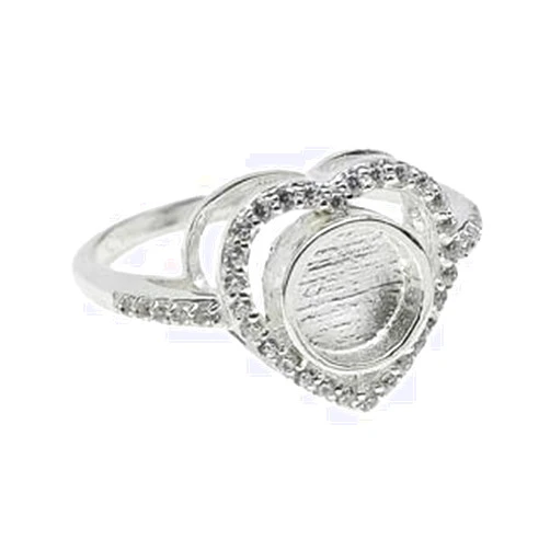 Handmade 925 Sterling Silver Round Shape 6MM Handcrafted Bezel Heart Ring Blank Setting DIY Cup With CZ, For Keepsake And Resin Gemstone Jewelry Work