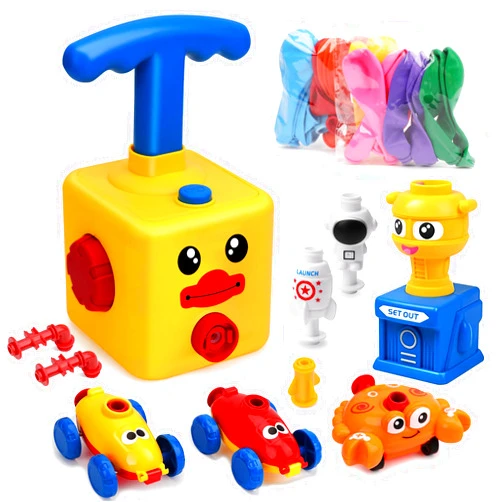 FUNWISH Balloon Launcher Car Toy Set,Balloon Powered Car for Kids Boys Girls 3+ and Classroom,Party Supplies Balloon Pump,Balloon Power Car (Duck)
