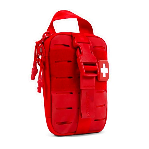 My Medic Sidekick Pro - Camping Hiking and Backpacking First Aid Kit - 70 Items with Tourniquet - HSA and FSA Eligible - Small Ifak Great for Travel or Motorcycle - Portable Emergency Kit – Red