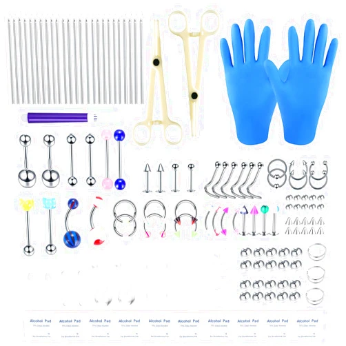 Rebim 142PCS Body Piercing Kit 14G 16G 20G Stainless Steel Acrylic suitable for Lip Nose Belly Button Rings Tongue Tragus Cartilage Helix Eyebrow Daith Rook Earring Piercing Jewelry Tool