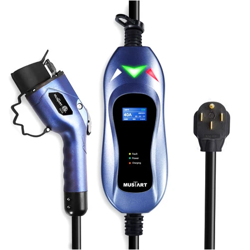 MUSTART Level 2 EV Charger, 40 Amp, 240 Volt, 25ft Cable, Electric Vehicle Portable Charger Plug-in EV Charging Station with NEMA 14-50P, ETL Certificated