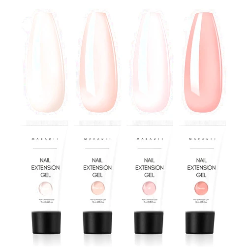 Makartt Poly Nail Gel Set 4 Nude Colors 15ML, Neutral Classic Color Gel Nail Builder Long Lasting Hard Gel for Nail Extension French Manicure Gel Acrylic Kit Gel Nail Builder Kit