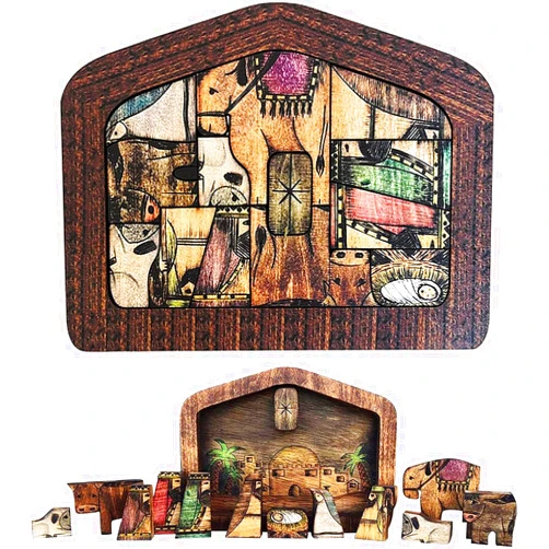 Antetek Wooden Jesus Puzzle Statue, Nativity Puzzle with Wood Burned Design, Jesus Puzzles, Nativity Set, Jigsaw Puzzle Game for Adults and Kids, Home Decor, Birthday Present Gifts (Large (11.9 x 7.9))
