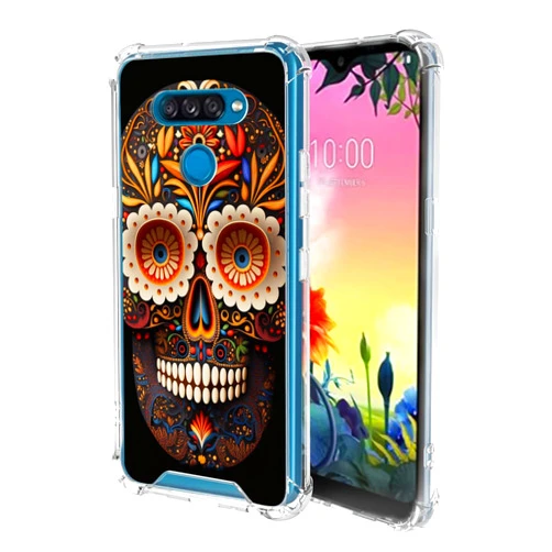 KUAVETO Clear Case for LG K50S 2020 Designer Sugar Skull Art-35 Design Shock-Resistant Anti-Fall Protective Transparent Shell for LG K50S 2020