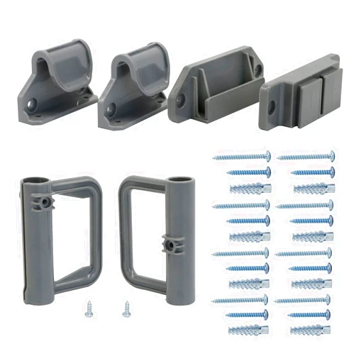 Bingguz Retractable Mesh Gate Hardware Replacement Parts Kit Full Set Wall Mounting Accessories Brackets Screws and Anchors (Gray)