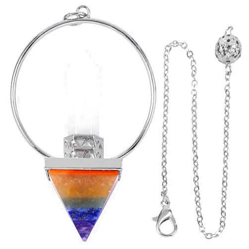 TUMBEELLUWA Healing Crystal Point 7 Chakra Pendulum Dowsing Reiki Quartz Stone Divination