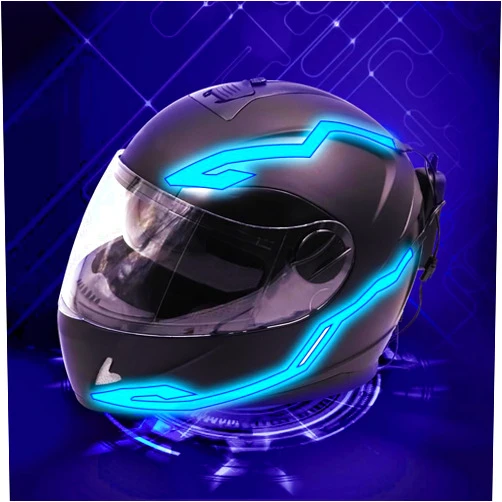 YnGia Motorcycle Helmet Light,Cold Neon Strips,Flexible EL Helmet Light Strip,Night Riding Warning Signal Light Decoration Kit