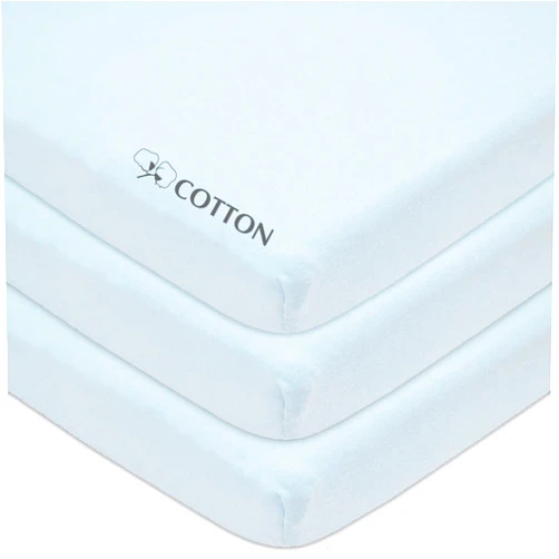 American Baby Company 3 Pack 100% Natural Cotton Fitted Mini Crib Sheets 38