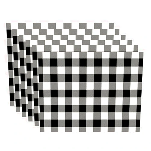 EIVMAX Black White Buffalo Plaid Placemats Set of 6 Plaid Placemats Table Mats Checkered Placemats Cotton Linen Dining Table Mat for Daily Party Kitchen Home Decoration 12x18 Inch (Set of 6, Black)