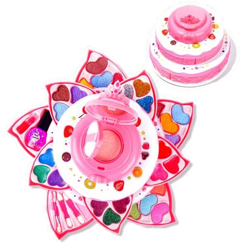 MORNECA Kids Makeup Kit for Girl, Real Cosmetic Washable Pretend Play Princess Makeup Toys Set, Birthday Cake Toddler Little Girls Dress Up Gift for Age 3-12