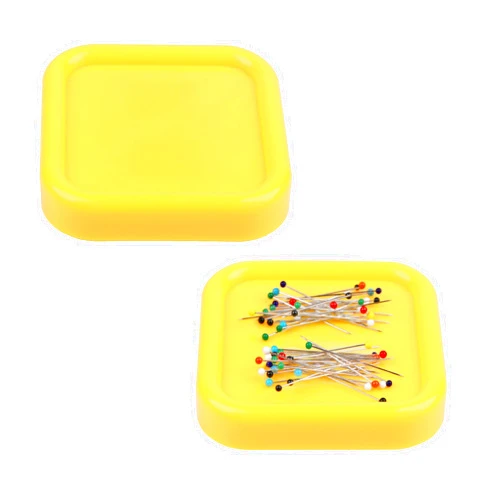 Hilltian 2 Pieces Magnetic Pin Cushion with 200 Plastic Head Pins, Square Plastic Magnetic Pin Holder for Sewing Quilting, Pin Cushion for Sewing