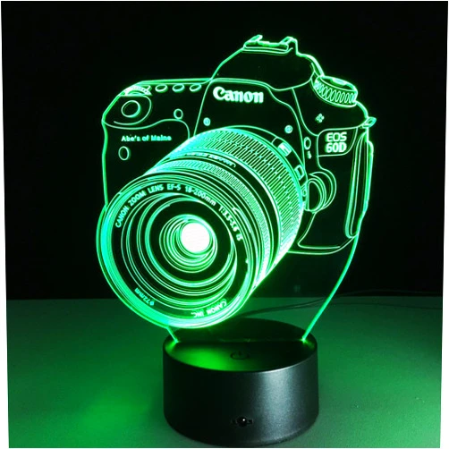 VELAN 3D Lamp Camera Gift Acrylic Table Night Light Furniture Decorative Colorful 7 Color Change Household Home Desk Accessories