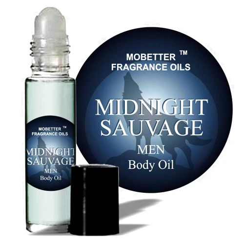 MOBETTER FRAGRANCE OILS Midnight Sauvage Men Cologne Body Oil 1/3 oz roll on Glass Bottle, notes are Calabrian bergamot and Pepper, Long Lasting, Travel Size, Inspired by Sauvage