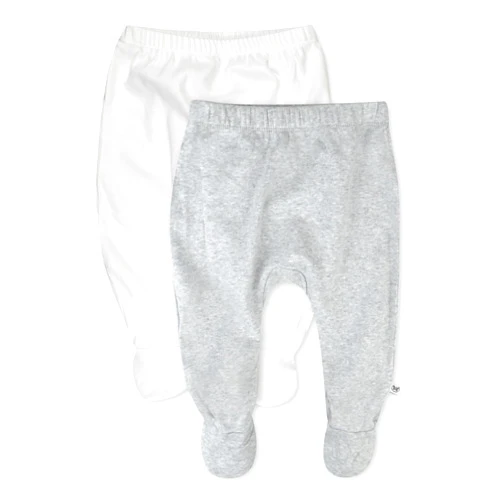 HonestBaby 2-Pack Footed Pants Roomy Fit Pull on Bottoms 100% Organic Cotton for Infant Baby Boys, Girls, Unisex