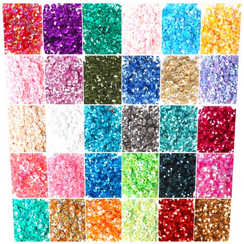 CCINEE 4MM Loose Sequins, Bulk 30 Assorted Color 25000PCS Rainbow Round Cup Sequins Embroidery Spangles with Holes for Sewing Craft Nails Decorations Art DIY