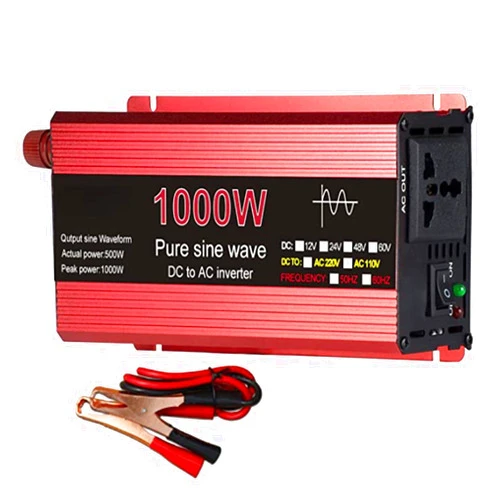 HYDTGZ Pure Sine Wave Inverter 1000W 1600W 2200W 3000W Voltage DC 12V /24V to AC 110V /220V Transformer Power Converter Solar Inverter ,1000w,12V 220V