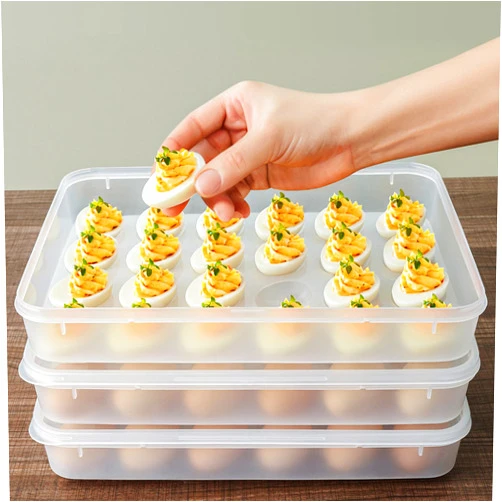 YETESON Deviled Egg Containers with Lid - 3 Pack 72 Count Reusable Platter Storage Tray for Picnics, Brunches, Breakfasts, Refrigerator, Party, Thanksgiving, Christmas, Easter, Potlucks, Tea Parties, 03