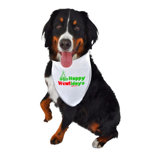 Ruff Ruff and Meow Doggie Bandana, Happy Howlidays, White, Small