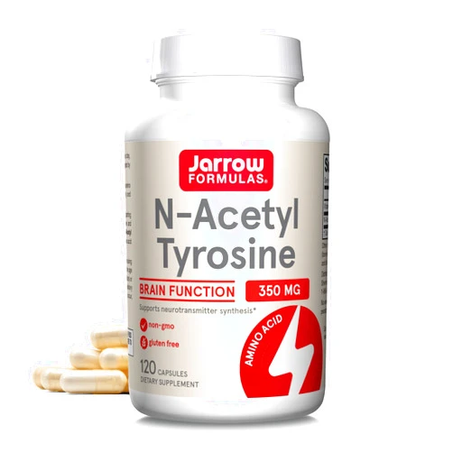 Jarrow Formulas N-Acetyl Tyrosine 350 mg, Brain Support Supplement, Dietary Supplement, Contains Vitamin B6 for Amino Acid Metabolism, 120 Capsules, 120 Day Supply