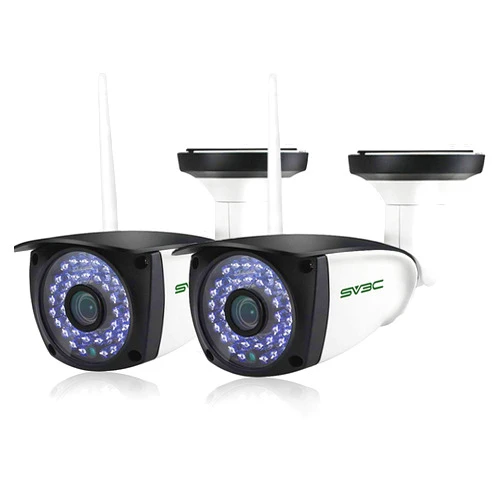 SV3C WiFi Security Cameras Outdoor, 2 Pack 1080P Two-Way Audio Exterior IP Camera, Outside Surveillance Cam Supports Motion Detection, ONVIF Conformance, IP66 Waterproof, RTSP,Max 128GB SD Card Record