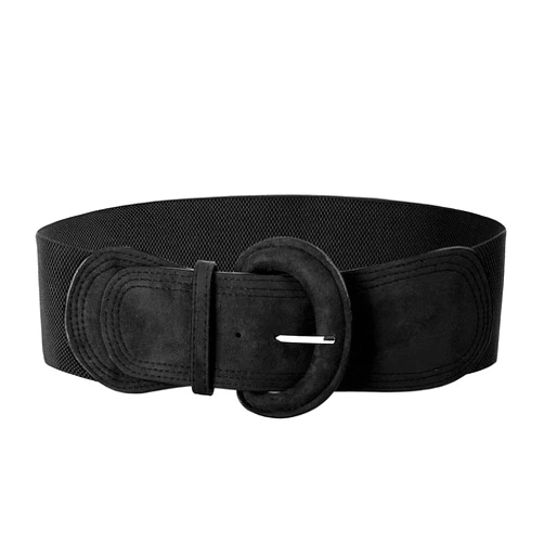 GRACE KARIN Women's Suede Elastic Belt Wide Stretchy Belt Vintage Chunky Buckle Belts S-XXL