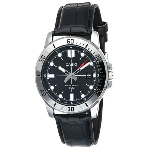 Casio MTP-VD01L-1EV Men's Enticer Stainless Steel Black Dial Casual Analog Sporty Watch