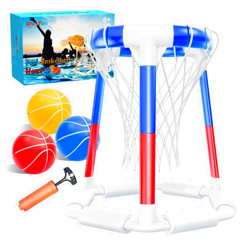 ONLYFUN Swimming Pool Basketball Hoop Poolside Pool Game Sets - Inflatable Pool Toys for Kids Gifts Outside Water Floating Basketball Game with Ball for Adults Pool Party Include 3 Balls and Pump Blue