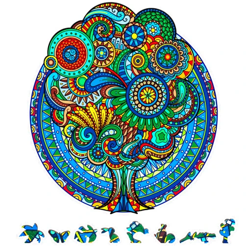 ZenChalet Floral Retro Wooden Jigsaw Puzzles for Adults 500 Piece - Hard 3D Puzzles for Adults Designed to Challenge You - Unique Gift for Firend or Great for Family Game Nights