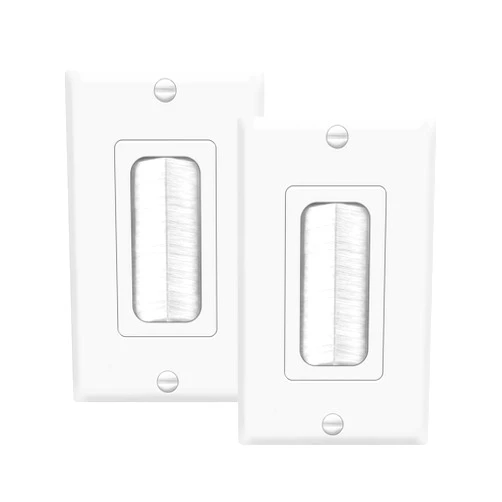 TOPGREENER Bristled Brush Wall Plate Multimedia Pass-Through Insert with Decorator Wall Plate for Low Voltage Cables, Size 1-Gang 4.50