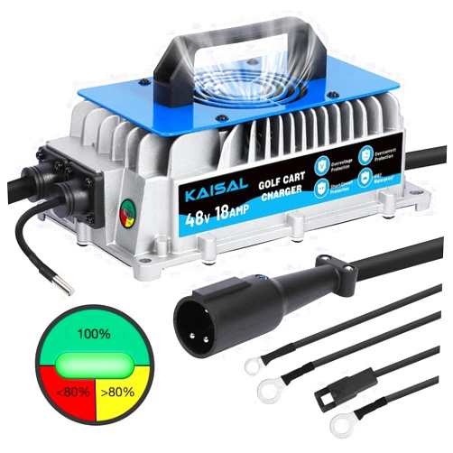 KAISAL Club Car Charger 48V 18A Golf Cart Battery Charger Smart Club Car 48V Battery Charger 48 Volt Club Car Golf Cart Charger IP67 Waterproof 48V Club Car Battery Charger 48V Club Car Charger for All Years