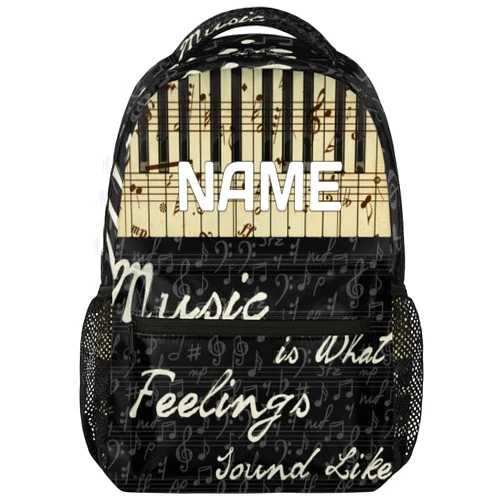 OMFUNS Vintage Piano Music Custom Backpack for Kids Boys Girls Music Notes Personalized School Bookbag for College Elementary Middle School Bag Casual Daypack Laptop Bag for Women Men