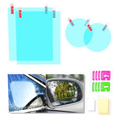 JOYCOURT 4PCS Car Rearview Mirror Film, Waterproof Film Side Mirror Rainproof Film HD Nano Coating Transparent Car Film, Safe Driving Protective Sticker Film for Most Cars Trucks Suvs