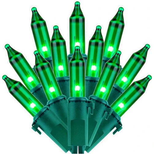SWEET SHINE 200 Green Christmas Lights 66 ft, Pack of 2 Strands 100 Count UL Listed Green Wire String Light