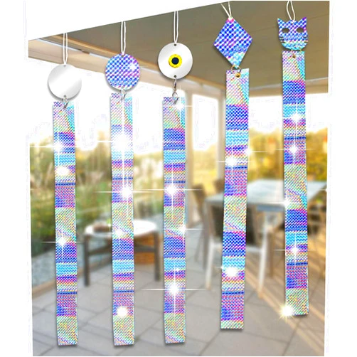 Viabty 5 Pcs Bird Scare Discs Set-Highly Reflective Double-Sided Bird Reflectors, Extra Sparkly Owl Round Diamond Shape Outdoor Garden Decor, Bird Devices Deterrent to Scare Birds Away from Yard Patio Farm