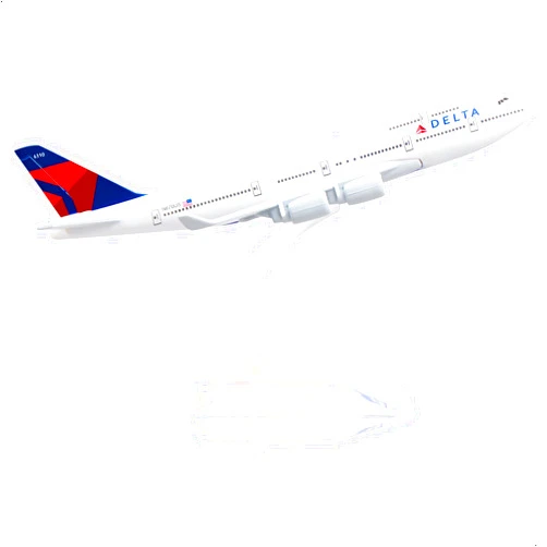 QIYUMOKE Delta Airlines Diecast Metal 1:400 Boeing 747 Airplane Model with Stand All Alloy 747 Model Plane Desktop Display or Aviation Enthusiasts Gift