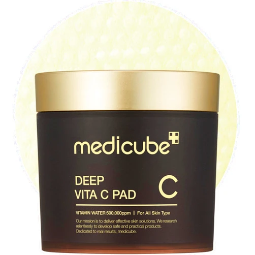 Medicube Deep Vita C Facial Pads, Vitamin C Toner Pads for Uneven Skin Tone, 500,000PPM of Vitamin Water & 3 Types of Vitamin, Hydrating & Resurfacing (70 Sheets)
