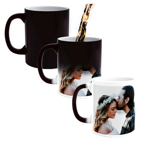 Printualist Custom Coffee Magic Mugs - Heat Sensitive Personalized Color Changing Cups Add Your Photo Text - Unique Gift for Family Friends Birthday Aniversary - 11 & 15 oz