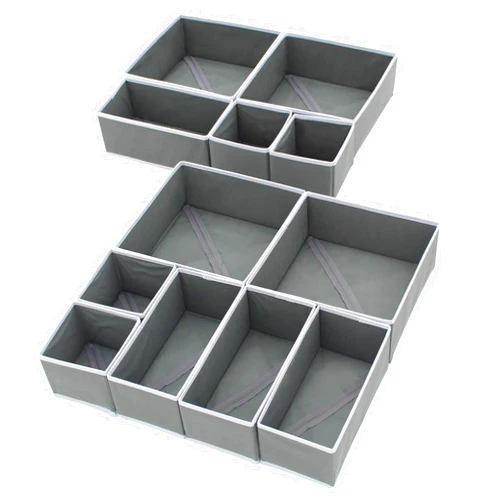 MANCHUANG 12 Pack Drawer Organizers, Drawer Dividers Storage Bins,Dresser Closet Organizers Foldable Storage Bins for Clothes,Underwear,Socks,Bra,Towels,Ties (Gray)