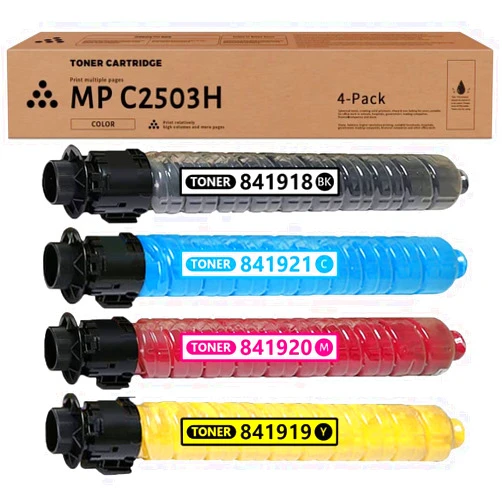 LOVPAIN MP C2503 / C2003 Toner Cartridges (4 Pack, BK/C/M/Y) - MP C2503H High Yield Toner 841918 841921 841920 841919 Replacement for Ricoh MP C2003 C2004 C2503 C2504 C2503H Printer