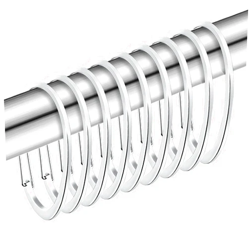 ZESLMG Silver Shower Curtain Rings, Rustproof Shower Curtain Hooks for Bathroom, ZESLMG Chrome Decorative Shower Hooks Rings for Shower Curtain Rod Hangers, Set of 12