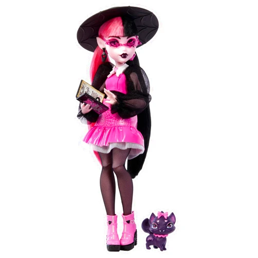 Monster High Draculaura Doll with Pet Bat-Cat Count Fabulous & Accessories Like Backpack, Spell Book, Bento Box & More