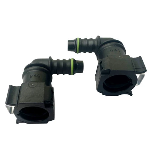 STEBER Fuel Line Connector Bundy Female to Hose Quick-Disconnect Fit for 3/8 Steel to 5/16 ID (3/8 OD) Nylon Tubing 90 Degree, Pack of 2