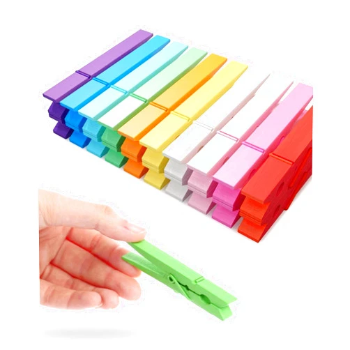 SF SOONEAT Colored Clothespins, Colorful Clothes Pins Wooden Clips Rainbow Colors 50 Pack Decorative Crafts Pegs Photos Pictures Decoration Clip Clothing Hanging Closepins, 2.9 Inch 5 PCS Per Color