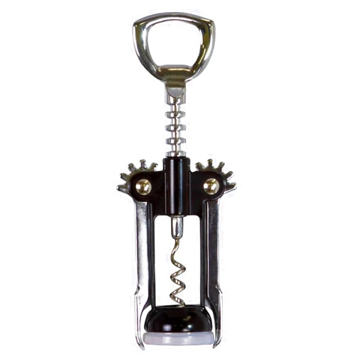Evriholder Winged Corkscrew for Wine Bottles, Easy Manual Cork Remover, Multi-Purpose Opener for Beer and Soft Drinks, Ergonomic Handle, Stainless Steel, Dishwasher Safe, Black