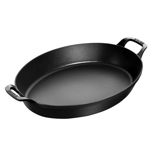 Staub Cast Iron 14.5-inch X 11.2-inch Oval Baking Dish - Matte Black, Made in France