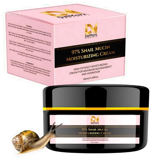 DelMark Products Snail Mucin 97% Daily Face Moisturizer Cream, High Potency Moisturizing Cream for Maximum Nourishment & Hydration - Korean Skincare